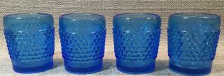 Antique Light Blue Hobnail Glass Votive Candle Holders 2 1/2” In Height