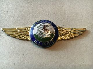 Illinois State Seal Logo 3 Inch Gold Wings Pin