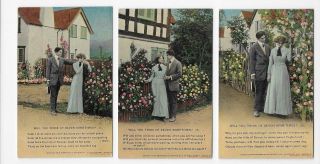 Set Of 3 Bamforth Song Cards - Set 4615 Will You Think Of Devon Sometimes ?
