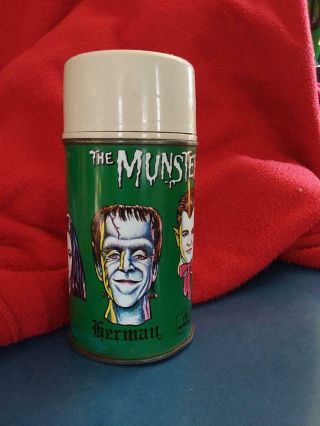 Rare 1965 The Munsters Thermos For Munsters Metal Lunchbox