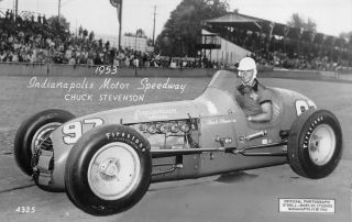 Rppc Indianapolis Motor Speedway Chuck Stevenson Indy 500 Race Car Postcard 1953