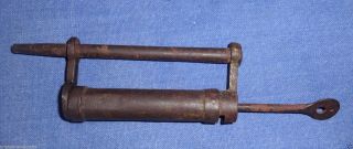 Vintage Old Iron Lock Or Padlock Straight Shackle With Screw Type Key