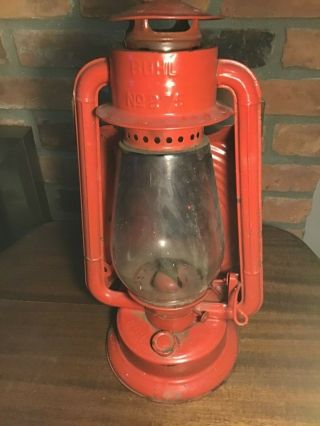 Antique Buhl Hurricane No.  275 Lantern Lamp Red