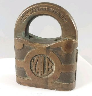 Vintage - Antique Yale & Towne Brass Padlock Lock - No Key