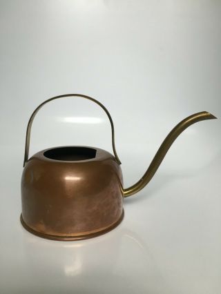 Vintage Copper And Brass Watering Can 5” Tall W/ Handle & Thin Spout