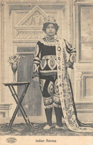 India Ethnic Indian Actress Native Man Poses In Costume Printed Card