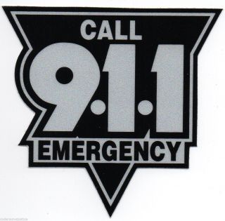 Emergency - Call 911 Highly Reflective Vinyl Decal 6 " - Black And Silver