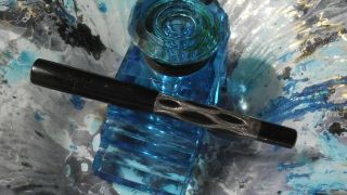 Antique Sterling Silver Overlay Eyedropper Fountain Pen Semi Flex 14k Nib