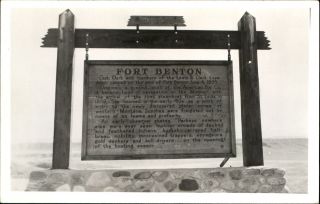 Fort Benton Montana Mt Lewis & Clark Slept Here Sign Rppc Real Photo