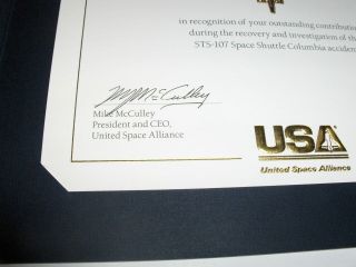 STS - 107 / STS COLUMBIA ACCIDENT RECOVERY RECOGNITION AWARD 6