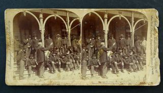 Dayton Ohio Gar Soldiers In Uniform Antique Civil War Stereoview Card Real Photo