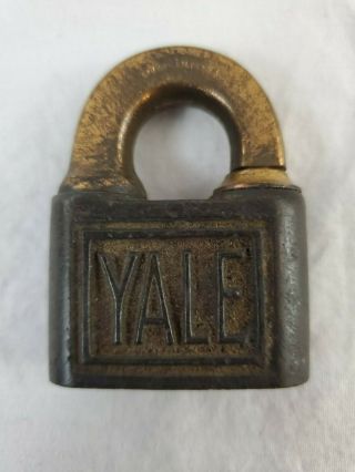 ANTIQUE/VINTAGE Yale & Towne Mfg.  Co.  Padlock Push Key Lock Attractive Y274 3