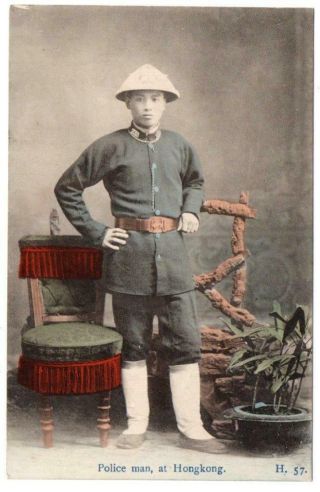 Early Hong Kong Police Man China H57 Postcard