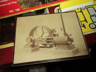 Antique Vintage CDV Cabinet Card Photo Woodbury Steam Engine Advertising 3
