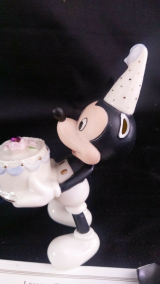 Lenox Disney Happy Birthday Mickey Mouse Figurines: Mickey w Birthday Cake & Ame 3