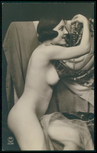 French Nude Woman Art Deco Pose C1910 - 1920s Photo Postcard