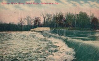 Indianapolis,  In,  Dam On White River,  Broad Ripple,  1911 Vintage Postcard G3454