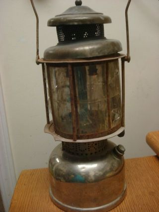 August 1925 Coleman Quick - Lite Lantern 327 Double Mantle Mica Globe Brass Top