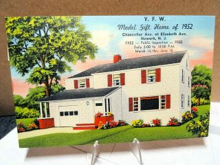 Linen Postcard V.  F.  W.  Model Gift Home Of 1952 Newark Jersey Nj