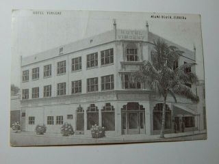 Vintage Hotel Vincent Miami Beach Florida Postcard