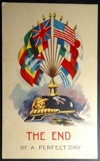 Postcard Artist Signed (bernhardt) Wall - Wwi The End Of A Perfect Day