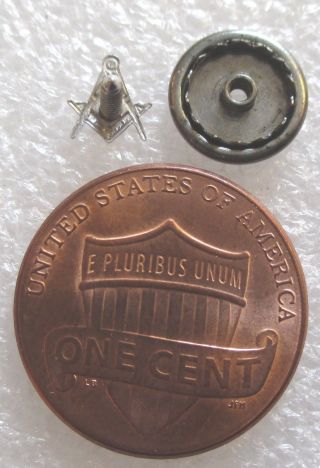 Vintage 10K White Gold Mason Blue Lodge Tiny Lapel Pin - Masonic Screw Back 2