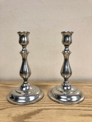 Vintage Dupont Certified Pewter Candle Stick Holders Stieff Pewter