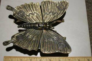 Vintage Brass Butterfly Trinket Box Ashtray Mod - Dep Brev N4240 Italy