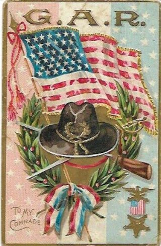 Vintage Embossed Gar Postcard - Grand Army Of The Republic - Union Army Veterans