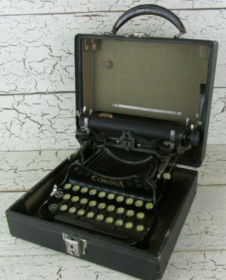 Corona Antique Typewriter No 3 Standard Folding Portable Case 1919 Black USA 2