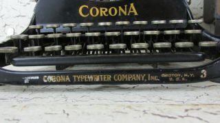 Corona Antique Typewriter No 3 Standard Folding Portable Case 1919 Black USA 5