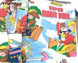 Rare Vintage 1988 Nintendo Mario Bros The Legend Of Zelda Twin Bed Sheets