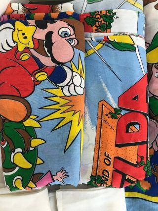 RARE Vintage 1988 Nintendo Mario Bros The Legend Of Zelda Twin Bed Sheets 3