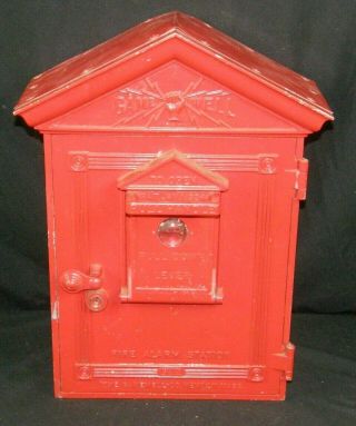 Vintage Gamewell Fire Department Alarm Station Call Box W/ Key