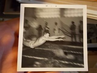 Vint Snapshot Photo,  Young Man In Mid - Air Swimming Relay,  Gay Int