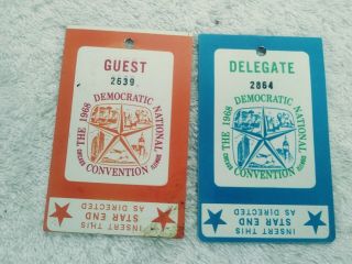 2 Vintage President Lyndon B Johnson Democratic National Convention Badges 1968