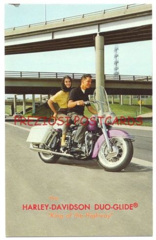 Harley - Davidson Duo - Glide Motorcycle 1962 Ad Postcard