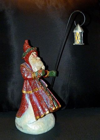 Pam Schifferl.  Santa In Snow With Lantern Figure.  Retired Christmas Creation