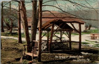 Easton Pennsylvania Rustic Covered Spring At Bushkill Park Bench Pavilion 1908