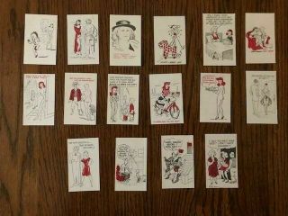 71 Vintage Comic Cards Adult Novelty Risque Naughty Humor Illustrations 1940s