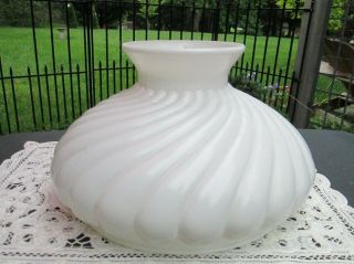 Vintage Antique Hurricane Lamp Shade Swirled White Reverse Painted Glass 10 "