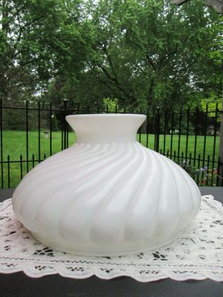 Vintage Antique Hurricane Lamp Shade Swirled White Reverse Painted Glass 10 