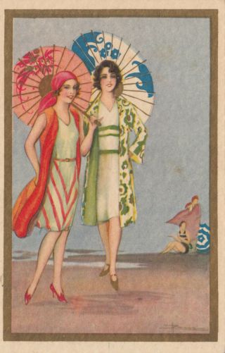 Art Deco ; Busi ; 2 Women At Beach,  1910 - 20s