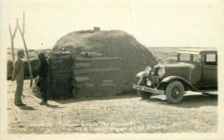 1929 Arizona Native American Indian Hogan Auto Rppc Photo Postcard