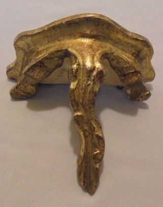 Shelf,  Antique Gold,  Small,  Wood,  4 " Tall,  5 " X2.  5 " Top,  Made In Italy,  Vintage