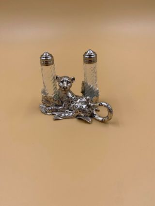 Arthur Court Jaguar Salt And Pepper Shakers And Stand