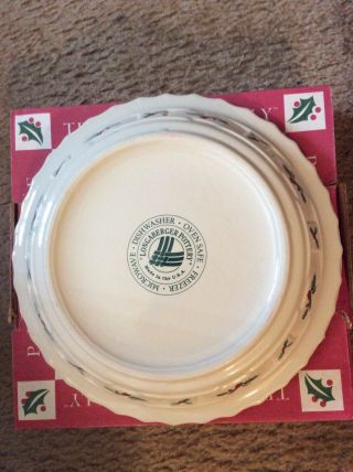 Longaberger Pottery 10” Pie Plate Traditional Holly
