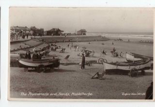 Rp Mablethorpe Fishing Boats On Beach And Promenade Real Photo Lincs 1937