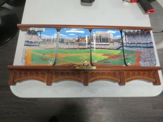 Danbury Yankee Stadium (4 Piece) Panoramic Plate Set W/ Display Frame