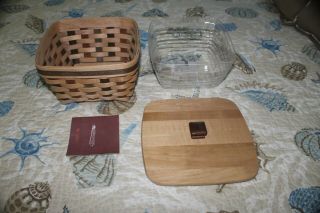 Longaberger Large Berry Basket W/ Wooden Lid & Protector Amer Craft Trad.  2006